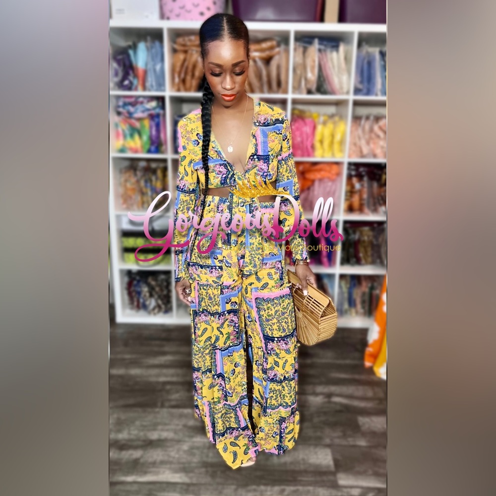 Gorgeous Dolls Zana Bohemian Tie Up Maxi Pants Set